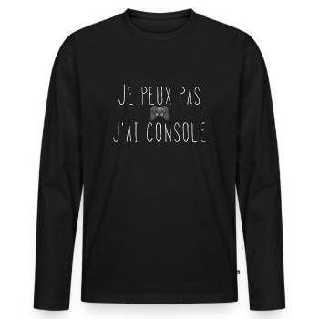 Je peux pas j'ai console - T-shirt manches longues Premium bio Homme - noir - Devant - Nico (187cm)