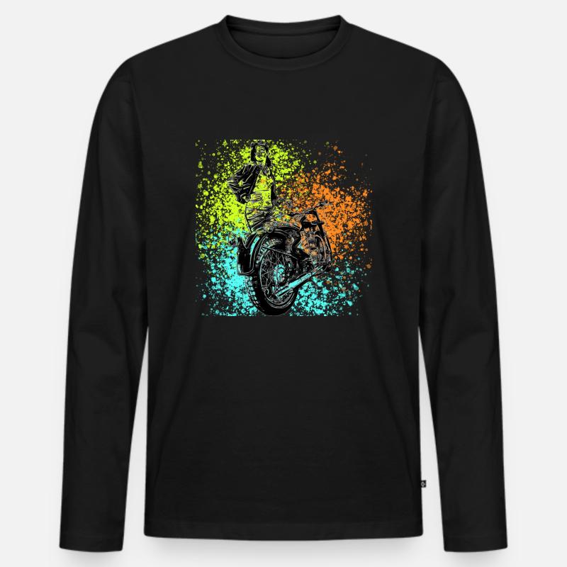 Motorrad - Männer Premium Bio Langarmshirt - Schwarz