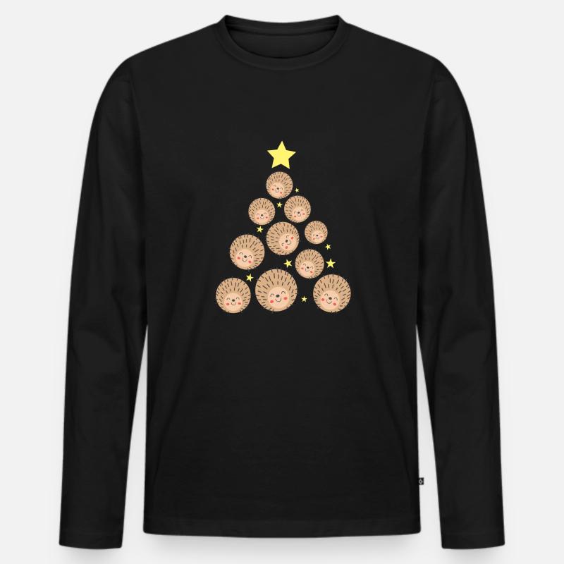 Igel Weihnachten Weihnachtsbaum - Männer Premium Bio Langarmshirt - Schwarz