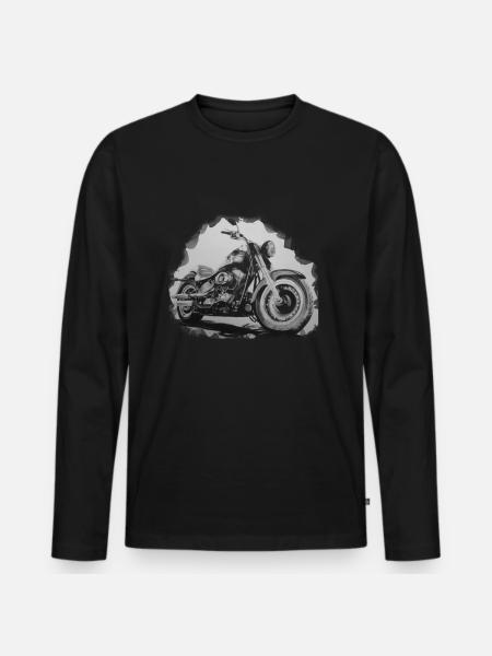 Motorcycle Fatboy H - Men's Premium Organic Long Sleeve Shirt - black