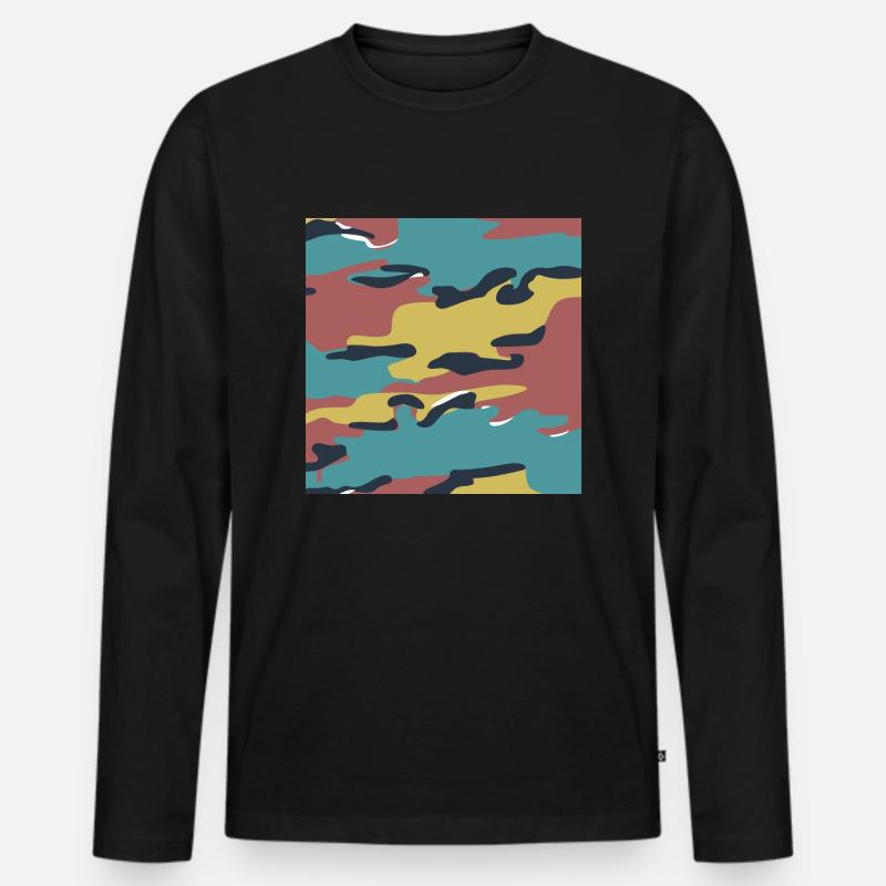 Belgische Puzzle-Tarnstruktur - Männer Premium Bio Langarmshirt - Schwarz