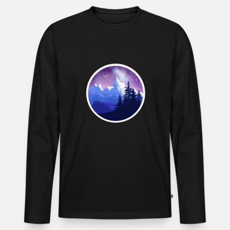 Bergfrieden - Männer Premium Bio Langarmshirt - Schwarz