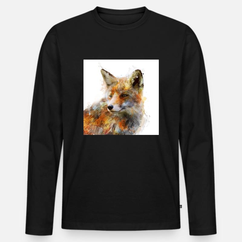 The Cunning Fox - Männer Premium Bio Langarmshirt - Schwarz