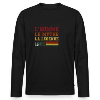 The man the myth the legend 1982 - Men's Premium Organic Long Sleeve Shirt - black - Front - Nico (187cm)
