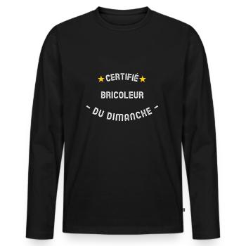 Certifié bricoleur du dimanche - T-shirt manches longues Premium bio Homme - noir - Devant - Nico (187cm)
