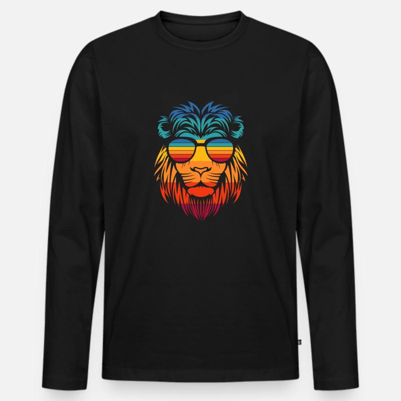 Aufkleber Löwe - Männer Premium Bio Langarmshirt - Schwarz