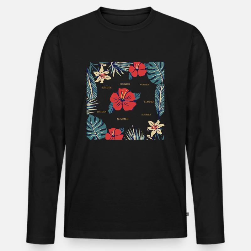 Sommer, Sommer, Sommer - Männer Premium Bio Langarmshirt - Schwarz