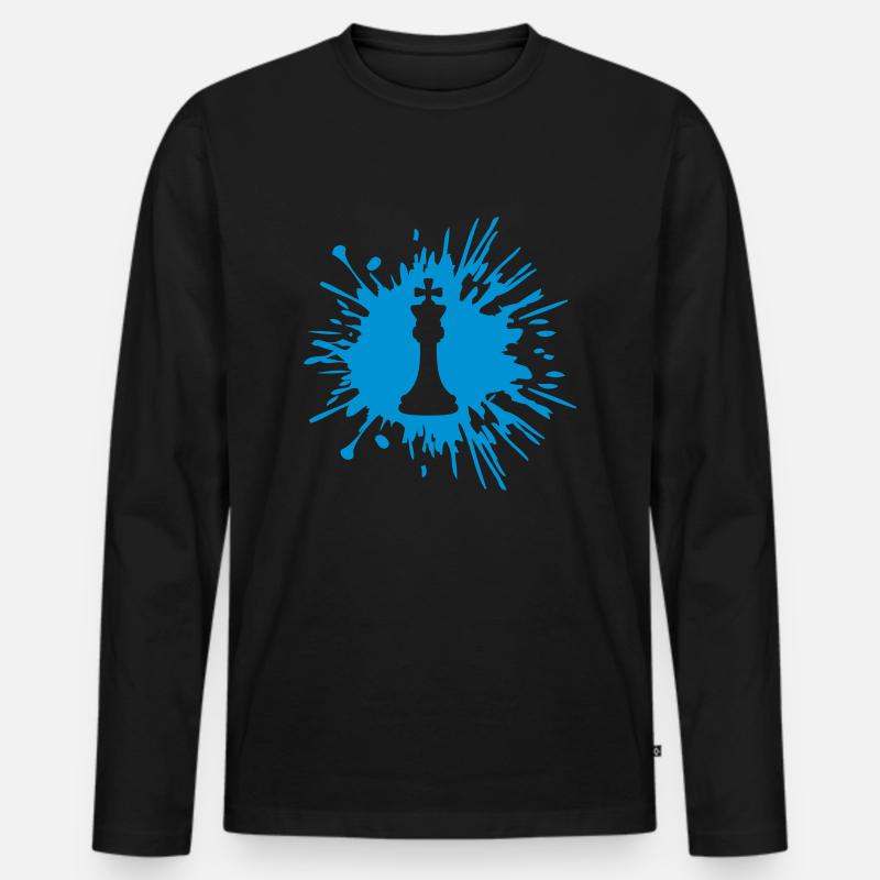Schach Farbe Klecks - Männer Premium Bio Langarmshirt - Schwarz