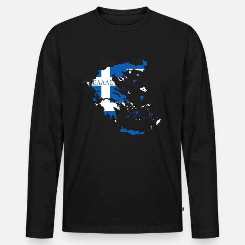 Hellas - Männer Premium Bio Langarmshirt - Schwarz