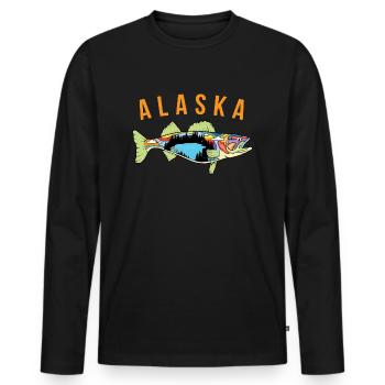 Alaska State Pride T Shirt Alaska Walleye Fisherme - T-shirt manches longues Premium bio Homme - noir - Devant - Nico (187cm)
