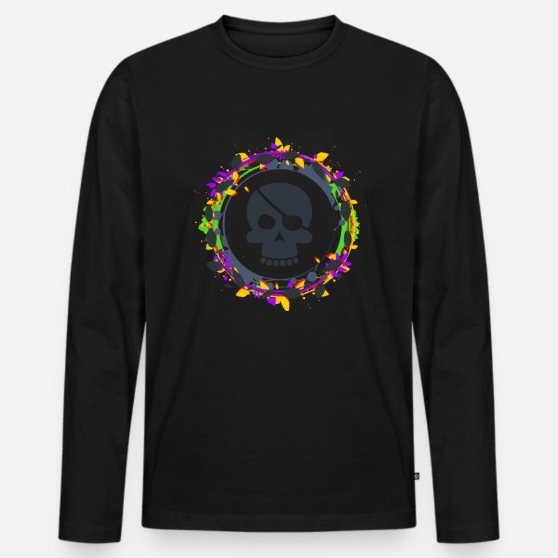 Skull - Männer Premium Bio Langarmshirt - Schwarz