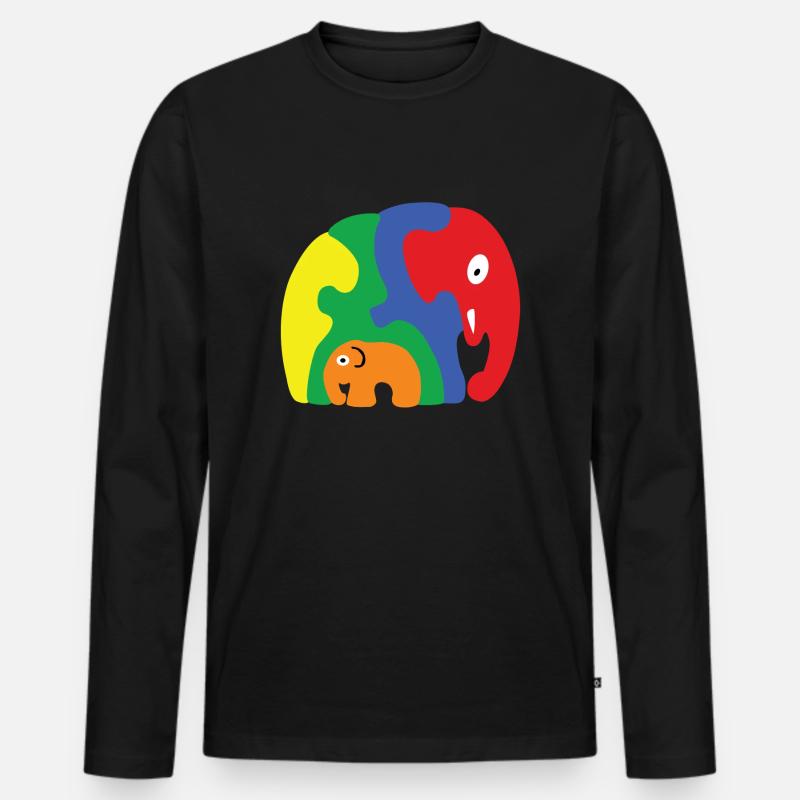 Autismus Elefant - Männer Premium Bio Langarmshirt - Schwarz