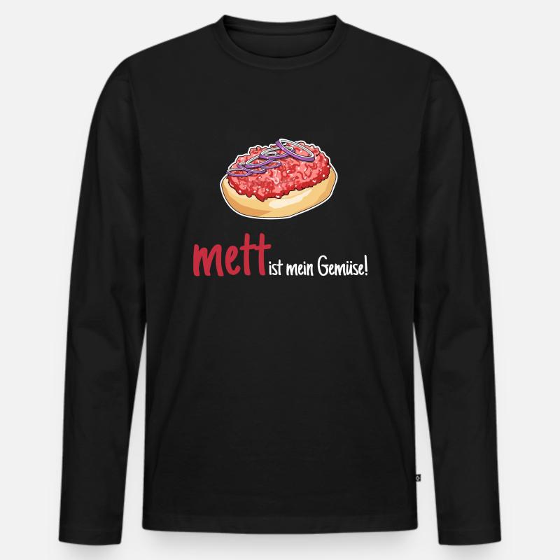 Mett Mettbrötchen Hackfleisch Lustig Geschenk - Männer Premium Bio Langarmshirt - Schwarz