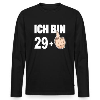 Ich bin 29 + Mittelfinger, keine 30 Jahre alt - Männer Premium Bio Langarmshirt - Schwarz - Vorne - Nico (187cm)