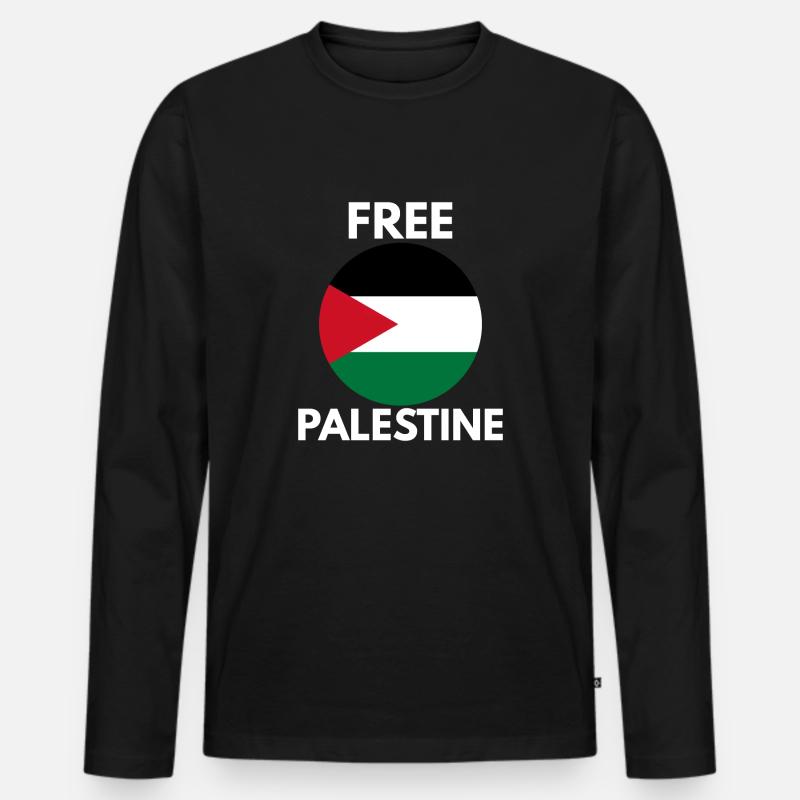 Freies Palästina - Männer Premium Bio Langarmshirt - Schwarz