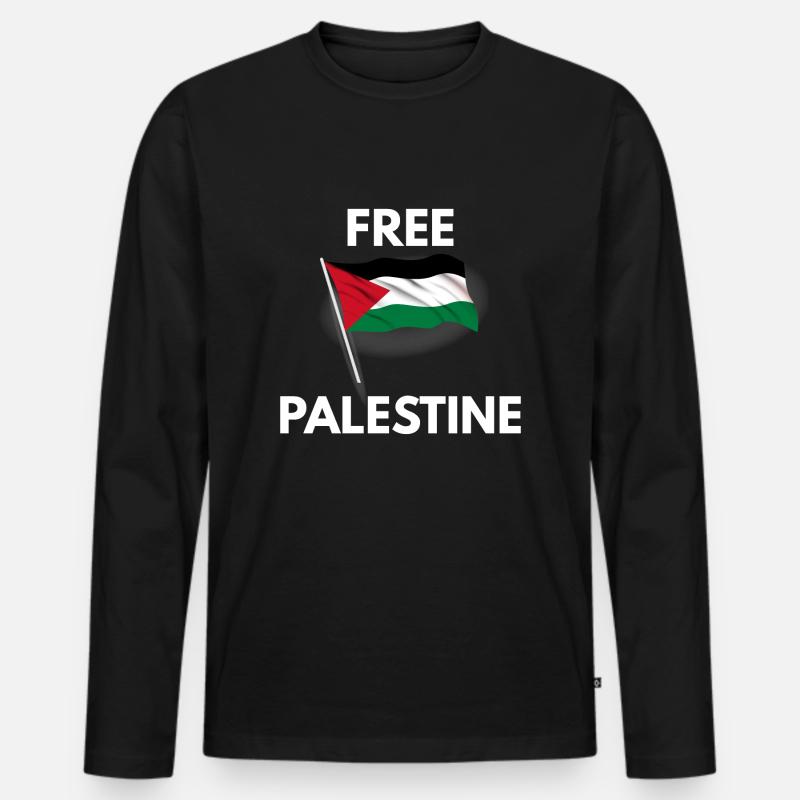 Freies Palästina - Männer Premium Bio Langarmshirt - Schwarz