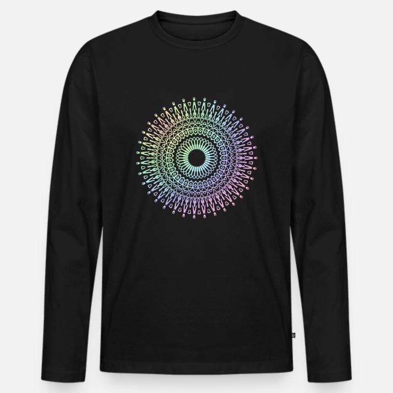 Mandala - Männer Premium Bio Langarmshirt - Schwarz