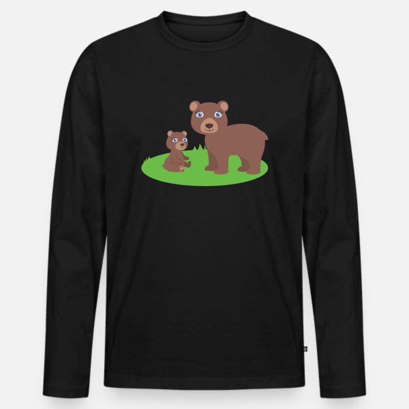 Mutter Bär mit Kind bär - Männer Premium Bio Langarmshirt - Schwarz