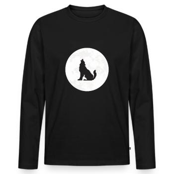 Loup lune loup lune pleine lune - T-shirt manches longues Premium bio Homme - noir - Devant - Nico (187cm)
