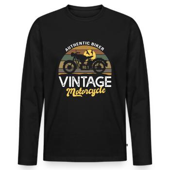 Vintage Biker Motorrad Geburtstagsgeschenk Mann - Männer Premium Bio Langarmshirt - Schwarz - Vorne - Nico (187cm)