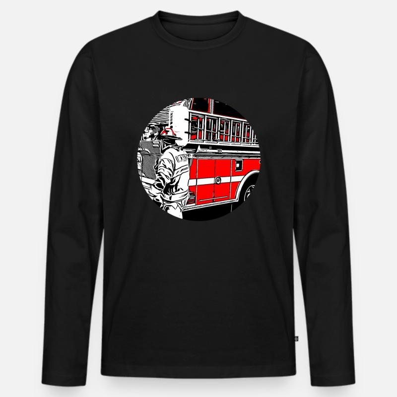 Feuerwehr - Männer Premium Bio Langarmshirt - Schwarz