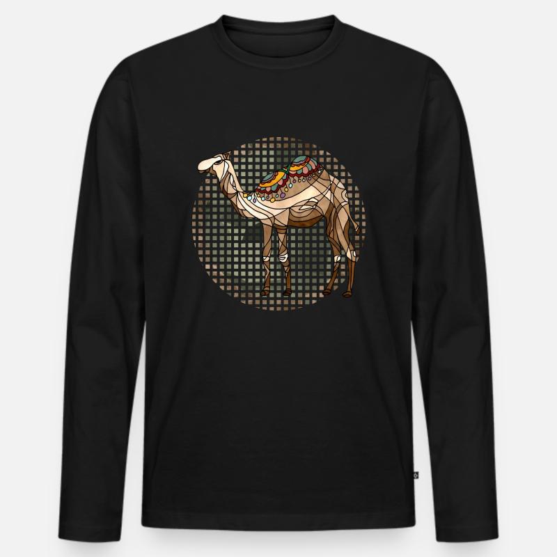 Kamel - Männer Premium Bio Langarmshirt - Schwarz