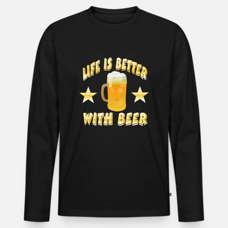 Bier - Männer Premium Bio Langarmshirt - Schwarz