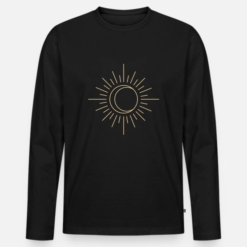 Moon and sun - Männer Premium Bio Langarmshirt - Schwarz