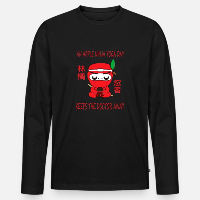 Apple Ninja - Männer Premium Bio Langarmshirt - Schwarz