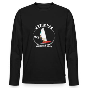 Je peux pas, j'ai planche à voile - T-shirt manches longues Premium bio Homme - noir - Devant - Nico (187cm)