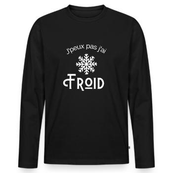 Je peux pas j ai Froid - T-shirt manches longues Premium bio Homme - noir - Devant - Nico (187cm)