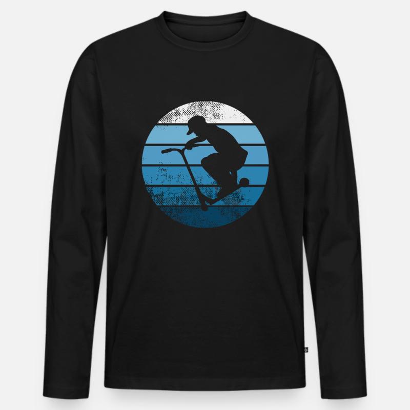 Stunt Scooter Kinder Stuntroller Tretroller Scoote - Männer Premium Bio Langarmshirt - Schwarz