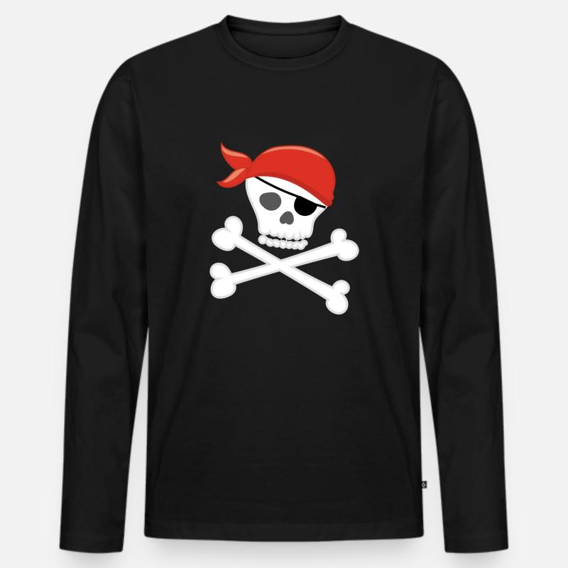 PIRATE - Männer Premium Bio Langarmshirt - Schwarz