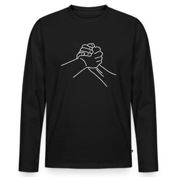 Poignée de main - T-shirt manches longues Premium bio Homme - noir - Devant - Nico (187cm)