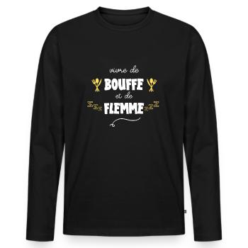 vivre de bouffe et de flemme - T-shirt manches longues Premium bio Homme - noir - Devant - Nico (187cm)