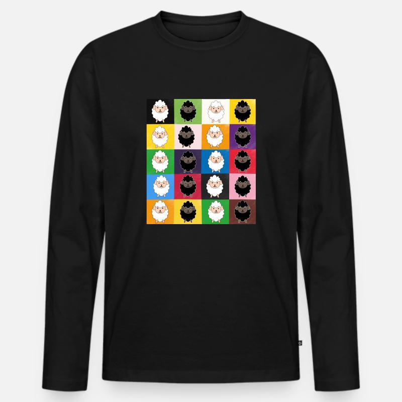 Patchwork-Schafe - Männer Premium Bio Langarmshirt - Schwarz
