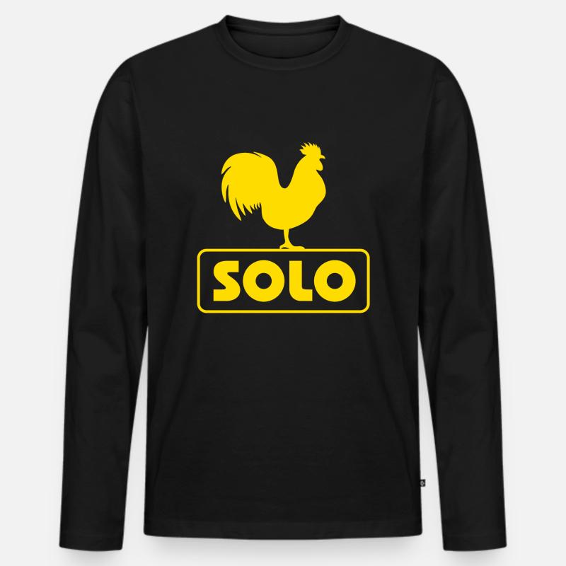 Hahn Solo - Männer Premium Bio Langarmshirt - Schwarz