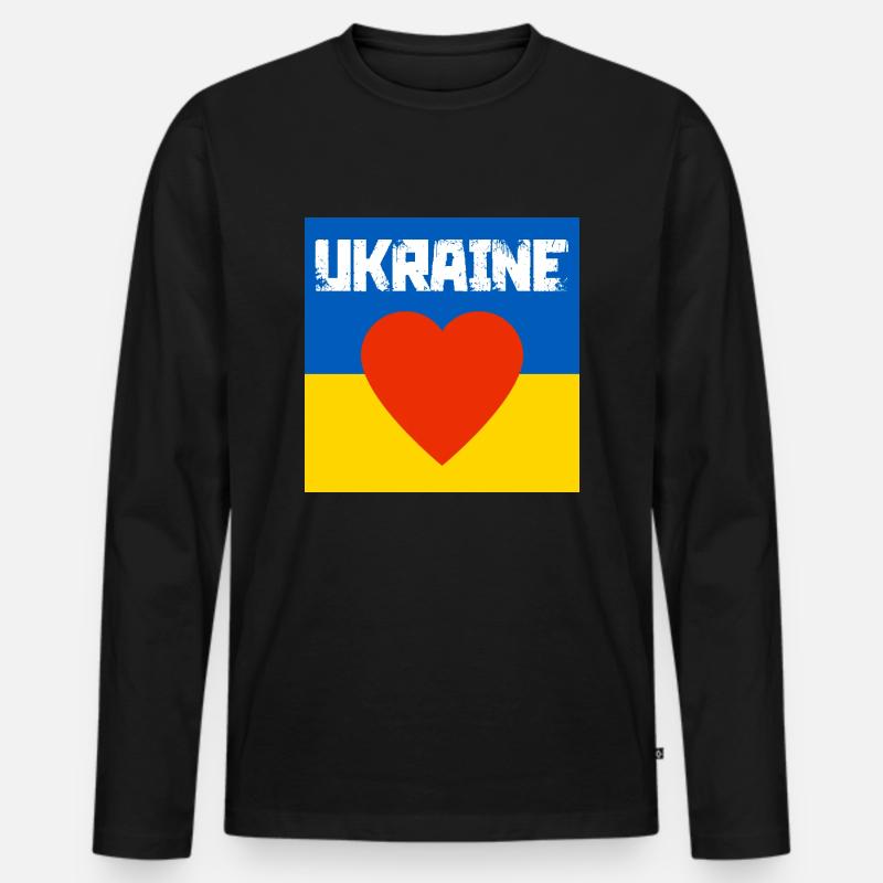 Ukraine - Männer Premium Bio Langarmshirt - Schwarz