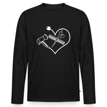 Hairdresser Salon Barber Hairstylist - Men's Premium Organic Long Sleeve Shirt - black - Front - Nico (187cm)