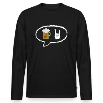 Bulle Bière et Signe de la Main Surf - T-shirt manches longues Premium bio Homme - noir - Devant - Nico (187cm)