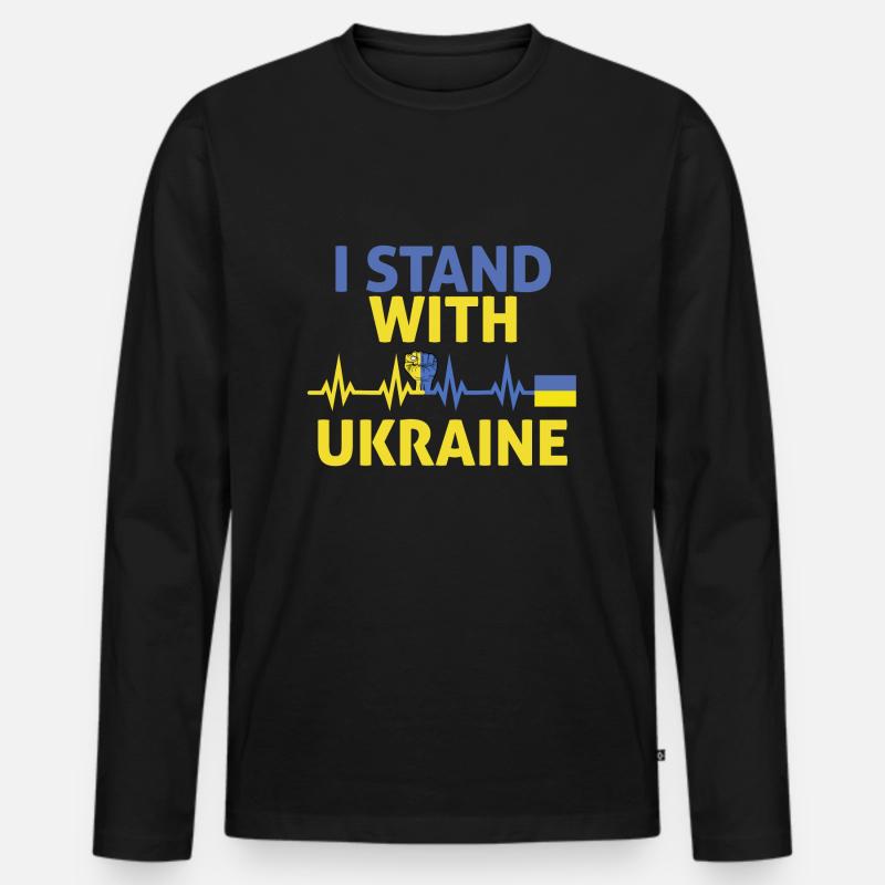 ich stehe mit ukraine glag - Männer Premium Bio Langarmshirt - Schwarz