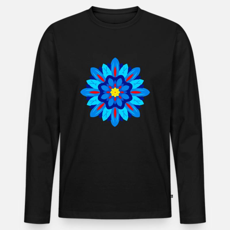 Blumen Mandala - Männer Premium Bio Langarmshirt - Schwarz