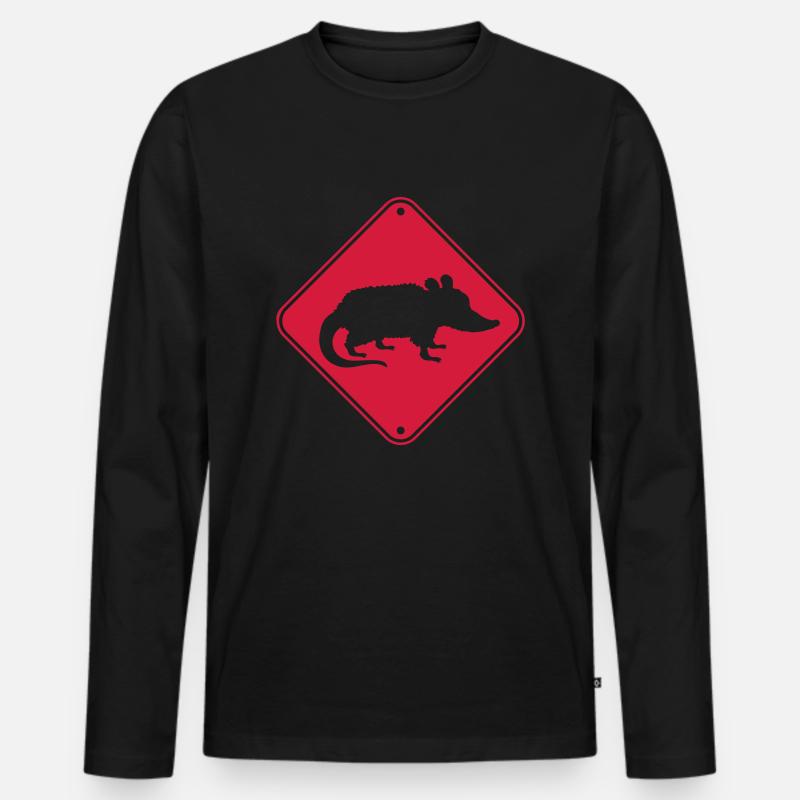 Schild Gefahr Opossum - Männer Premium Bio Langarmshirt - Schwarz