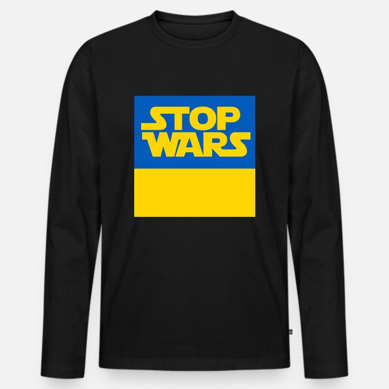 Ukraine - Männer Premium Bio Langarmshirt - Schwarz