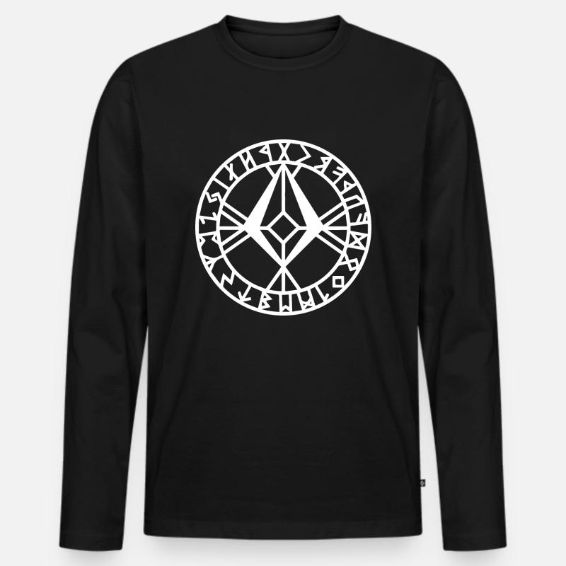 Odinschutzrune - Wikingerart - Männer Premium Bio Langarmshirt - Schwarz