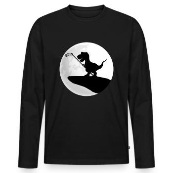 floorball floorball-dino unihockeyTRex unihoc - Men's Premium Organic Long Sleeve Shirt - black - Front - Nico (187cm)