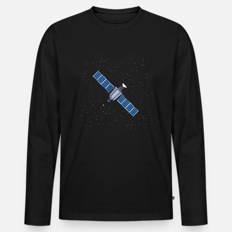 Schwebender Satellit - Männer Premium Bio Langarmshirt - Schwarz