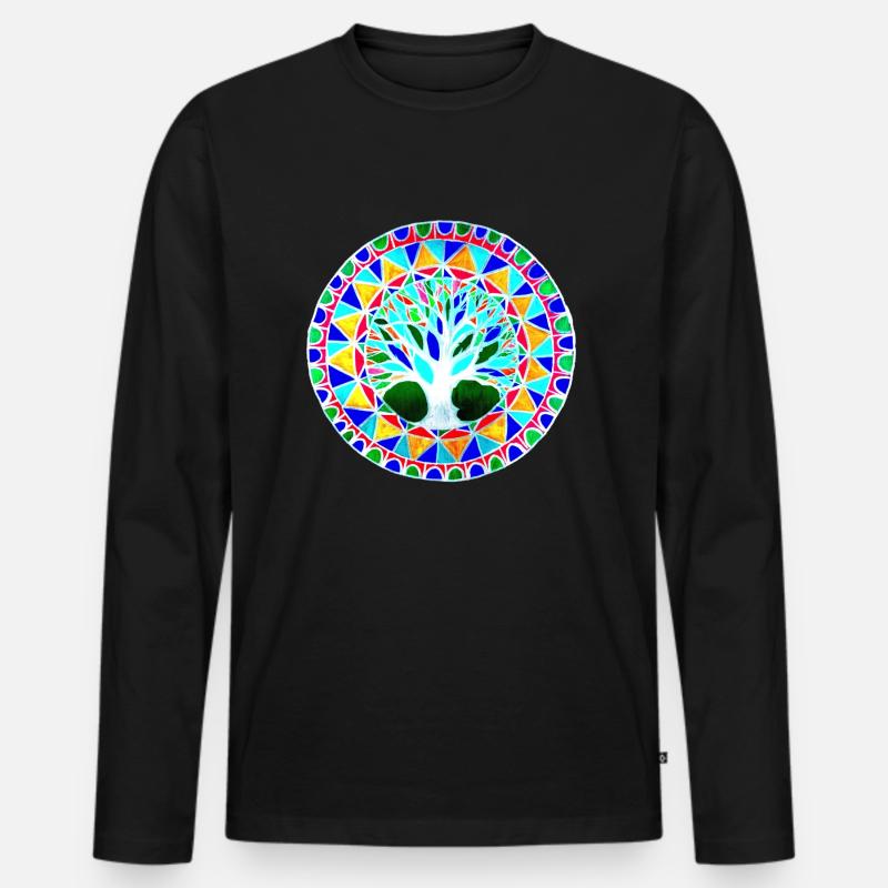 grafisches Baummuster - Männer Premium Bio Langarmshirt - Schwarz