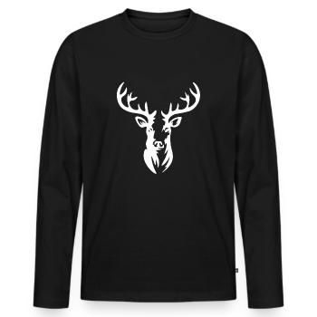 Hirschkopf modern - Männer Premium Bio Langarmshirt - Schwarz - Vorne - Nico (187cm)