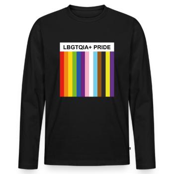 Pride Month LBGTQIA Inclusive Rainbow Flag - Men's Premium Organic Long Sleeve Shirt - black - Front - Nico (187cm)